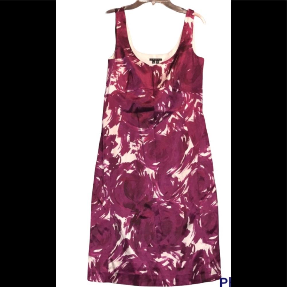 Theory abstract dress size 6 fushia white Silk blend